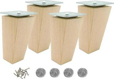 Obrázek produktu pro Bukové nohy 12 cm – lichoběžník, surové, s montážní sadou