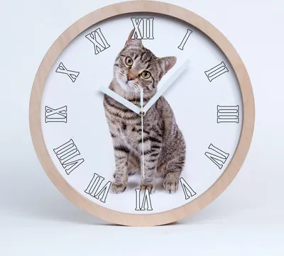 Produktbild von Holzuhr 20fi cm wanduhr - weiße Spitzen - stilvolle Katze