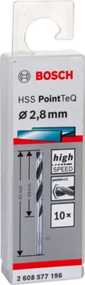 Immagine prodotto di Punte elicoidali in metallo HSS PointTeQ confezione da 10 pz