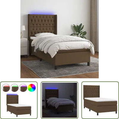 Produktbild von The Living Store Boxspringbett mit Matratze & LED Dunkelbraun 90x200 cm Stoff