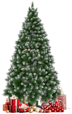 Immagine prodotto di Albero di Natale artificiale QEENTOE, 240 cm, abete decorato con punte bianche, aghi di pino in PVC, abete artificiale con supporto, colore verde, effetto neve