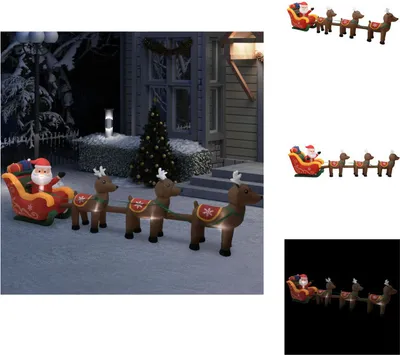Produktbild von vidaXL Aufblasbarer Weihnachtsmann mit Rentieren LED 490 cm - Weihnachtsbeleuchtung