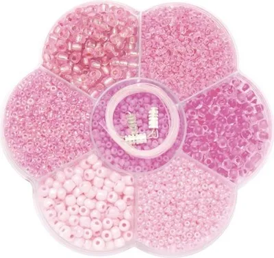 Produktbild von Perlenmix inkl. Nylonfaden und Verschlüsse rosa