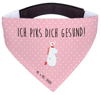 Produktbild von Mr. & Mrs. Panda Halstuch Einhorn Krankenschwester - Rot Pastell - Geschenk, Krankenpflegerin, Krankenhaus, Ärztin, Krankenpfleger, Schal Hund, Hundehalstuch, Tuch, Hunde