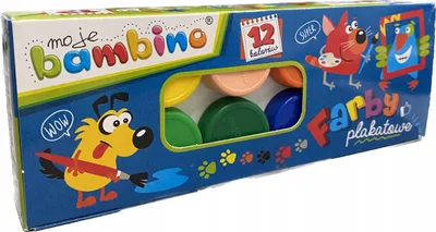Produktbild von St. Majewski Bambino Plakatfarben 12 Farben für Kinder