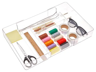 Acryl-Schubladenorganizer 8 Fächer ausziehbar 25x25x6 cm