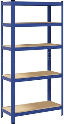 Produktbild von vidaXL Lagerregal mit 5 Böden Blau Stahl & Holzwerkstoff