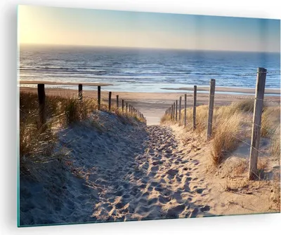 Produktbild von Bilder auf glas - Meer Strand Düne - 70x50cm - Glasbilder - Wandbilder - Kunstdruck - zum Aufhängen bereit - Wanddekoration aus Glas - Glas Bilder - Wandbild auf Glas - Einteilig - GAA70x50-3612