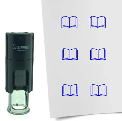 Produktbild von CombiCraft Selbstfärbender Stempel 'Buch' in der Farbe Blau, Ø10mm