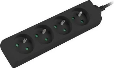 Zdjęcie produktu dla Lanberg PS0-04E-0100-IEC-BK, 1 m, Wewnętrzna, Typu E, Czarny, 4 x gniazdo sieciowe, 10 A