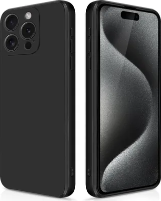 Produktbild von Silikon Hülle für iPhone 15 Pro Max Flüssigsilikon Dünn Gel Gummi Matt Kratzfeste Schutzhülle Schwarz