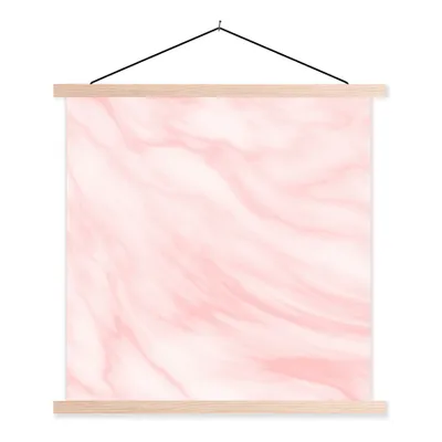 Produktbild von MuchoWow® Textilposter Marmor - Rosa - Weiß - Luxus - Marmoroptik 120x120 cm mit holzfarbenen Rahmen - Textil-Poster