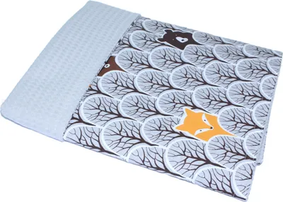 Produktbild von Babydecke Waffelpiqué Baumwolle Kuscheldecke Kinderwagendecke - 04. Fuchs Grau + Grau