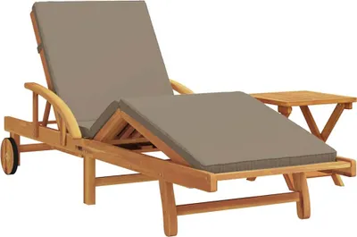 Immagine prodotto di vidaXL Lettino prendisole, 2 pezzi, color taupe, 200 x 67 x 84 cm, legno massello di acacia