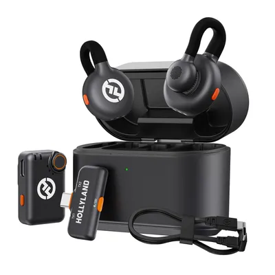 Obrázek produktu pro Hollyland Lark M2S Combo (Camera RX+USB-C RX+ Lightning kabel) Bezdrátový lavalier mikrofon pro iPhone/kamera/Android/PC, titanový klip