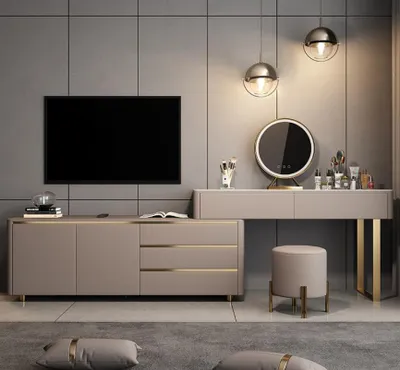 Zdjęcie produktu dla Toaletka z szufladami RTV lustro luksusowa konsola sypialnia