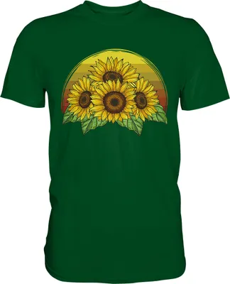 Produktbild von Retro Sonnenblumen T-Shirt Gärtner Geschenk – Bottle Green / XL