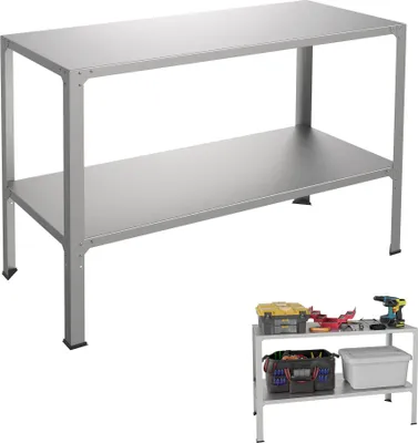 Produktbild von UISEBRT 2-Ebenen Schwerlastregal Lagerregal Kellerregal 114 × 50 × 80 cm Stahlgestell Werkstattregal Steckregal Metallregal Pflanzenregal Tragkraft bis 300KG