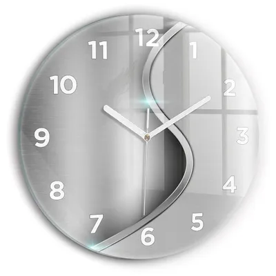 Produktbild von Wallfluent Wanduhr – Stilles Quarzuhrwerk - Uhr Dekoration Wohnzimmer Schlafzimmer Küche - Zifferblatt - weiße Zeiger - 30 cm - Graue Metallabstraktion