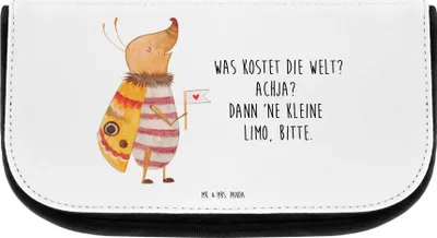 Produktbild von Mr. & Mrs. Panda Necessaire Nachtfalter Fähnchen - Weiß - Geschenk, Make-up Täschchen, Organizer Tasche, Süß, Lustige Sprüche, kosmetiktasche klein, Käfer, Kulturbeutel