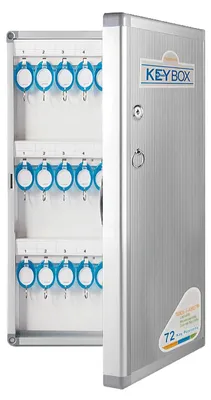 Produktbild von Schlüsselkasten mit 72 Haken, abschließbar, für Wandmontage, aus Aluminiumlegierung