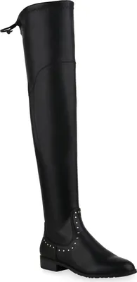 Obrázok produktu pre Mytrendshoe Dámske čižmy nad kolená s klincami 836054, Farba: Black PU, Veľkosť: 37