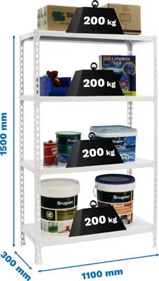 Produktbild von SIMONCLICK SUPERPLUS 4/300 1500 BRANCO/BRANCO Metallregal
