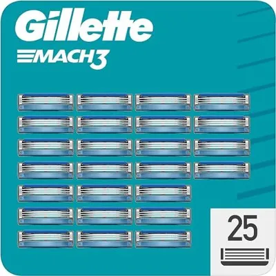 Produktbild von Gillette Mach3 Rasierklingen, 25 Ersatzklingen für Herrenrasierer mit Dreifachklinge.