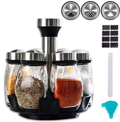 Produktbild von Famanu Kräuterregal 360 Grad drehbar - 6 Glasbehälter