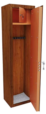 Gewehrschrank aus Stahl, Holzoptik, mit Schublade, 8 Stück