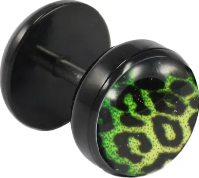 Produktbild von Fake Plug Ohrstecker mit Leopard-Motiv grün