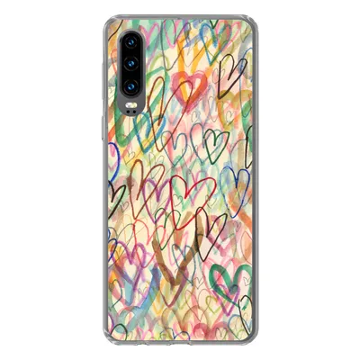 Produktbild von MuchoWow® Handyhülle Schutzhülle Hülle für Huawei P30 Eine Illustration mit Herzen im Hintergrund Silikon Softcase Handy Hülle - Kartenbesitzer