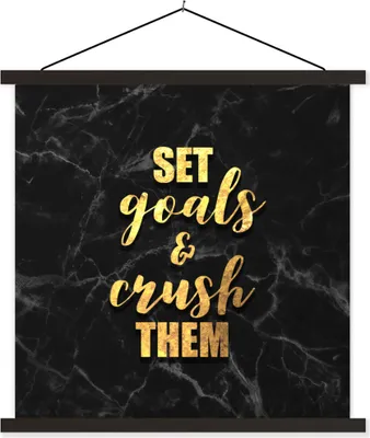 Produktbild von MuchoWow® Textilposter Zitat - Motivation - Marmor - Gold 90x90 cm mit schwarzem Rahmen - Magnetisches