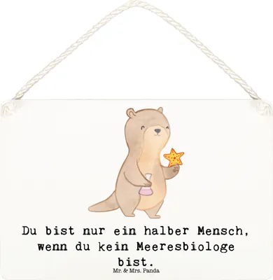 Produktbild von Mr. & Mrs. Panda Schild Meeresbiologe Herz DIN A6 - Weiß - Geschenk, Türschild, wandtafel, Wandbild Holz, Lustig, Spruch, holzbild, Studium, Witzig, kleine aufmerksamkeit