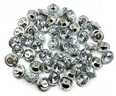 Strass-Tufting-Knöpfe, 50 Stück, 20 mm, Kristall, mit Metallschlaufe, weiß