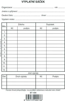 Produktbild von Tiskopis Výplatní sáček Baloušek, 120x180 mm, oboustranný