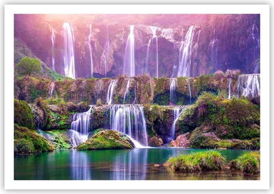 Produktbild von Poster - Poster ohne Rahmen - Wasserfall Natur - 100x70 cm - Wand Bild - Wanddeko - Wandbilder - Kunstposter - Wandposter - Bilder - Kunstdruck - Wanddekoration - Wandbild - P2XAA100x70-3893