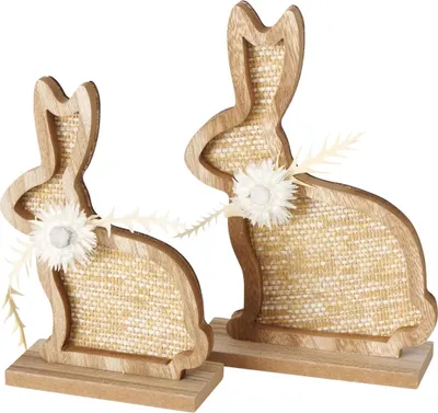 Immagine prodotto di Boltze Figur Crysan 2-teilig Osterhasen, Frühlings-Dekoration, Figuren aus Holz