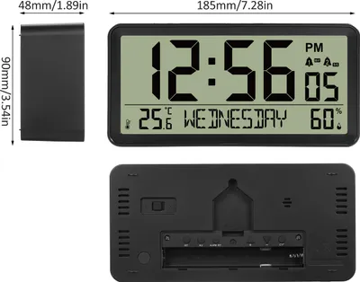 Obrázek produktu pro LCD digitální budík na baterie Stolní elektronické malé hodiny s vnitřní teplotou Vlhkost Datum Podsvícení Funkce Snooze pro domácí ložnici Noční stolek