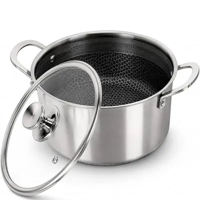 Image de Casserole 28 cm en acier inoxydable avec motif alvéolé, compatible induction, Royal Swiss