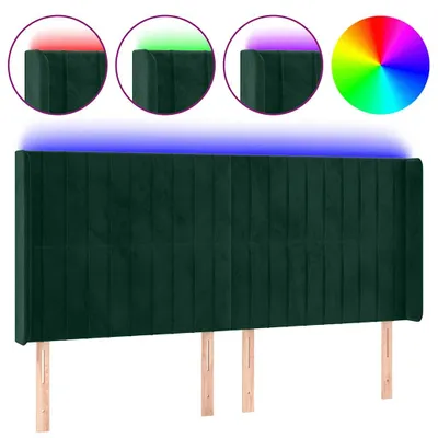 Zdjęcie produktu dla zagłówek vidaXL LED ciemnozielony 203x16x118/128 cm aksamitny