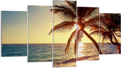 Produktbild von Bild auf Leinwand - Leinwandbild - Wolke exotischer Palm- Landschaft - 160x85cm - Wand Bild - Wanddeko - Leinwanddruck - Bilder - Kunstdruck - Leinwand bilder - Wandkunst - EA160x85-3180