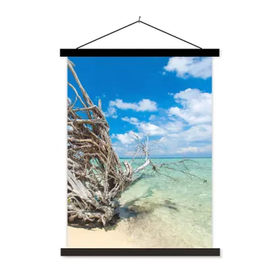 Produktbild von MuchoWow® Textilposter Strand - Äste - Tropisch - Meer 40x53 cm mit schwarzem Rahmen - Abbildung