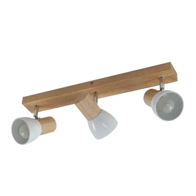 Produktbild von Lindby Deckenleuchte Thorin, 47 cm, 3-flg., weiß, Holz, E14