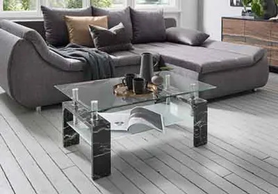 Produktbild von Couchtisch >126/302-23< in Marmoroptik, MDF - 100x45x60cm (BxHxT)