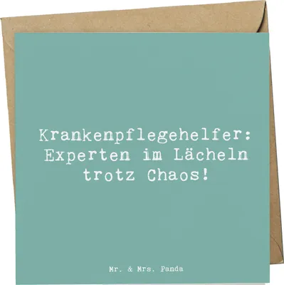 Produktbild von Mr. & Mrs. Panda faltkarte Spruch Krankenpflegehelfer Lächeln - Meeresbrise - Geschenk, Lebensfreude, anlasskarte, Klappkarte, Pflege, Alltagshelden, kreative Geschenke