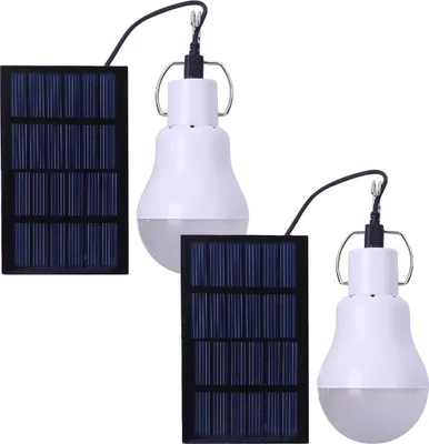 Produktbild von 2er-Pack Solarlampe, 15 W, LED-Licht, tragbare Glühbirne für Außenbeleuchtung, Wandern, Camping, Angeln, Zelt, Indoor-Wandern