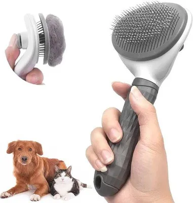 Productafbeelding van Honden- en kattenborstel met haarverwijderaar, anti-stressfuncties en ergonomisch ontwerp