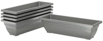 Image de Jardinières en plastique - Lot de 5 pots de fleurs - Empilables - Résistantes aux intempéries - Pour intérieur et extérieur - 59 x 21 x 16 cm - Gris foncé