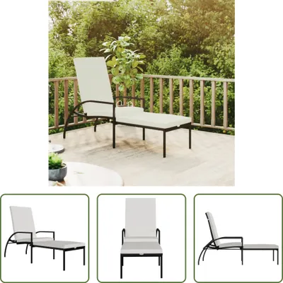 Produktbild von The Living Store Sonnenliege mit Fußhocker PE-Rattan Schwarz